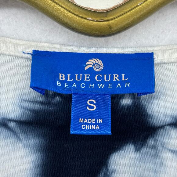Blue Curl Beachwear Blue White Tie Dye Mini Dress Boho Summer Vacation Women's S - Picture 10 of 11